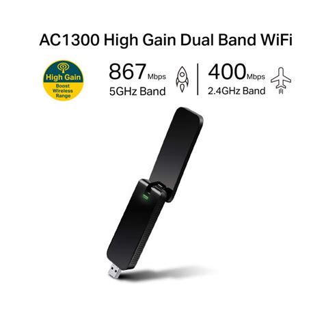 Buy TP-Link Archer T4U AC1300 Wireless Dual Band USB Adapter Black on ...