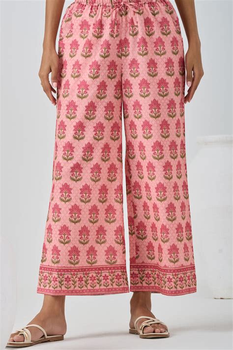 Buy Peach Printed Cotton Farsi for Women | Comfortable Pants | Farida ...