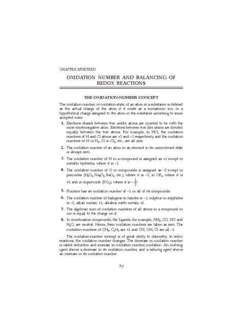 CHAPTER 19: OXIDATION NUMBER & BALANCING REDOX REACTIONS - Studocu
