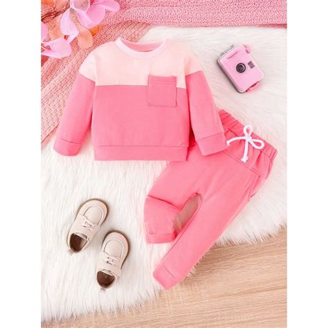 Buy Hopscotch Girls Pink Color-Block Full-Sleeve Sweatshirt and Jogger ...