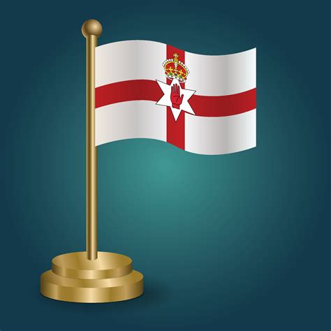 Northern Ireland national flag on golden pole on gradation isolated ...