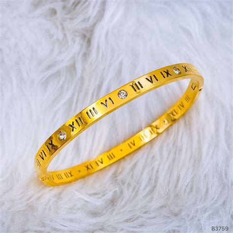 Roman Number 18K Gold Anti Tarnish Stainless Steel Openable Kada for W ...