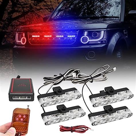 Carzex Car 4 X4 Grill LED Red & Blue Daytime Running Light DRL Police ...