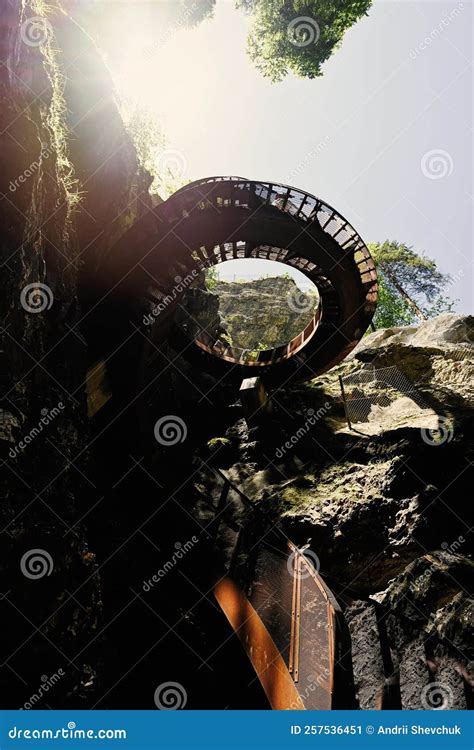 Metal Spiral Staircase in Liechtensteinklamm or Liechtenstein Gorge, Particularly Narrow Gorge ...
