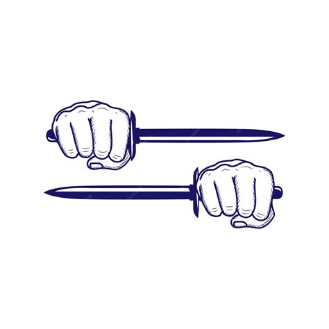 Hand drawn sketch hand hold dagger knife sword weapon illustration ...