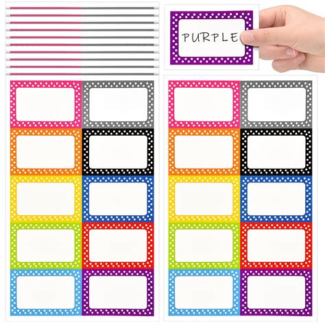 Buy 600 Pcs Polka Dot Name Tag Stickers Colorful Border Name Labels ...