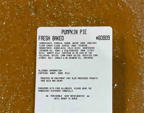 Costco Pumpkin Pie Nutrition Facts - Printable Nutrition Facts