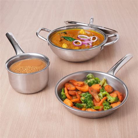 Buy Best Tri-ply Stainless Steel kadai/kadhai Online - The Indus Valley