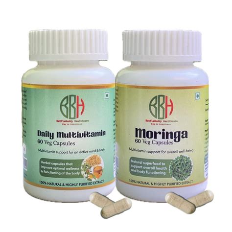 BattleBuddy Healthcare Pack of Daily Multivitamin and Moringa Capsules ...