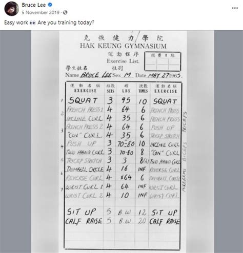 Image result for Bruce Lee Workout Program