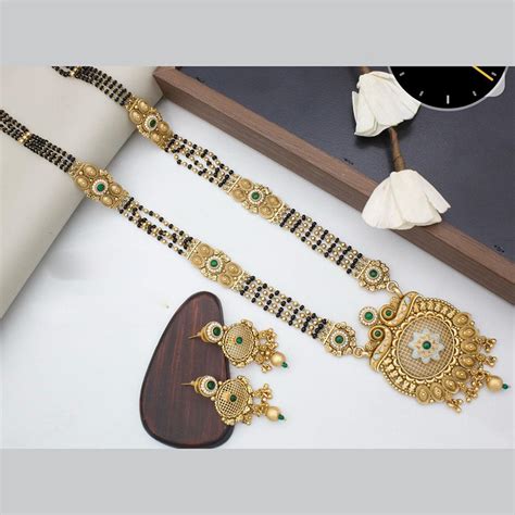 Manisha Jewellery Royal Aura Gold Plated Pota And Meenakari Mangalsutr ...