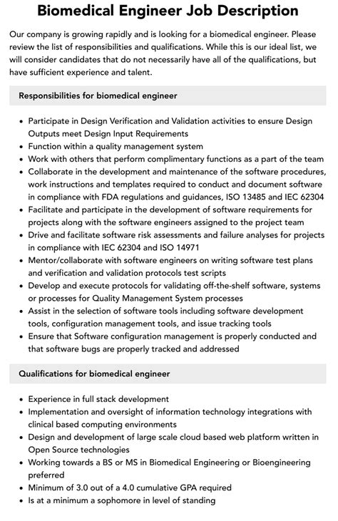 Biomedical Engineering Job Description 的图像结果