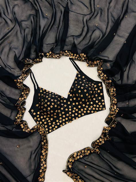 Nazm Black Handwork Saree | Elegant Designer Saree by Sazrika