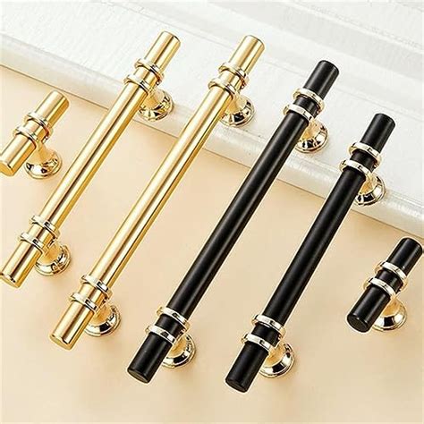 AOKLEY Zinc Alloy Black Gold Door Handles Kitchen Cabinet Handles Solid ...