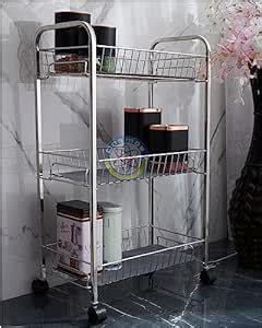 Cosmos Stainless Steel 3 Tier Large Kitchen Organizer Trolley with Anti ...