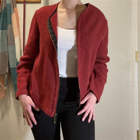 Women's Burgundy Jacket | Depop