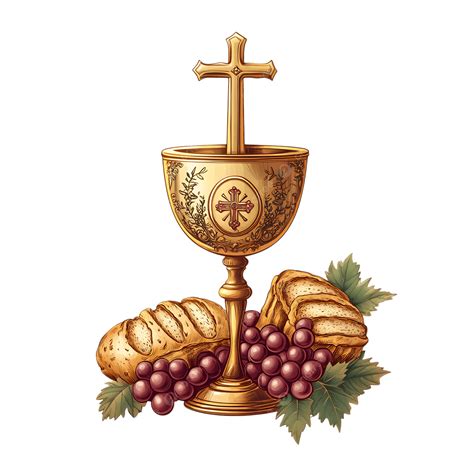 Christian Eucharist Art With Bread And Chalice For Worship Service ...