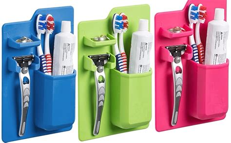 VIHAX Silicone Toothbrush Holder Wall Mounted Bathroom Storage ...