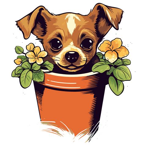 Cute Dog Peeking Out From Plant - 24477455 PNG