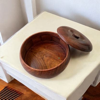 SacredFig Sheesham Wood Roti Box – 20cm | Spiral Carving | Premium Han