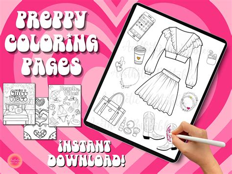 Preppy Aesthetic Coloring Pages - King Printables