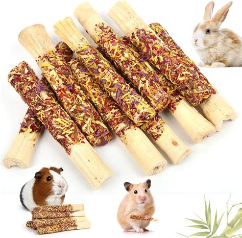 Amazon.com : Abizoo Natural Rabbit Chew Toys,10 Sticks Sweet Bamboo ...