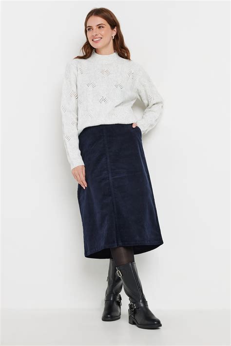 M&Co Navy Blue Cord Midi Skirt | M&Co