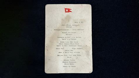 Image result for First Class Dinner Menu