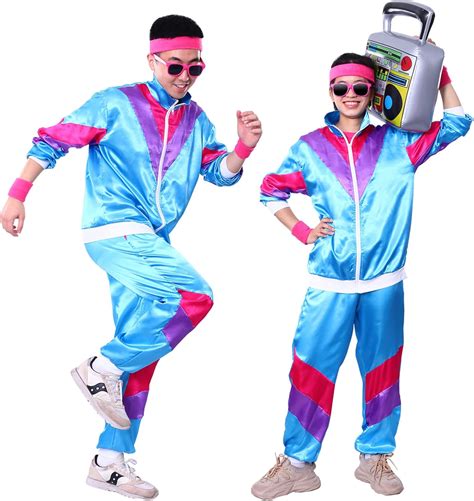 Amazon.com: Alaiyaky 80s Costume Retro Tracksuit for Men 90s Hip Hop ...