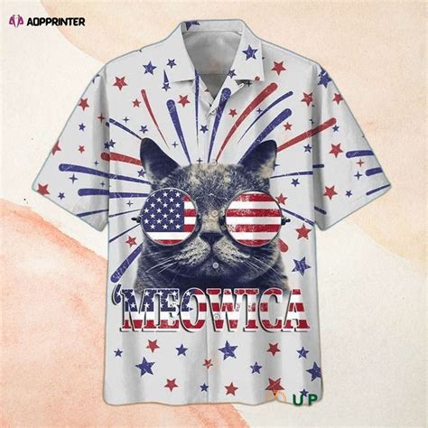 4th Of July Cat Shirt Artistic Tshirt Design Of A USA Flag | Premium AI ...