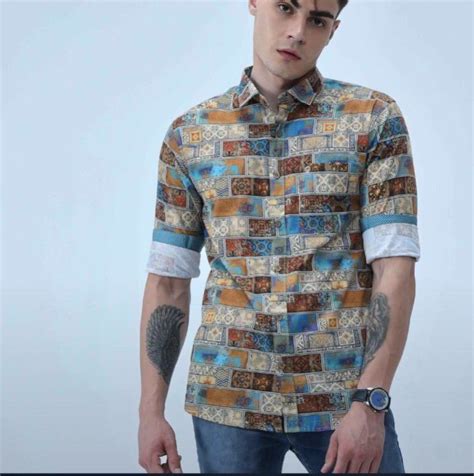 Mens Digital Printed Cotton Casual Shirts