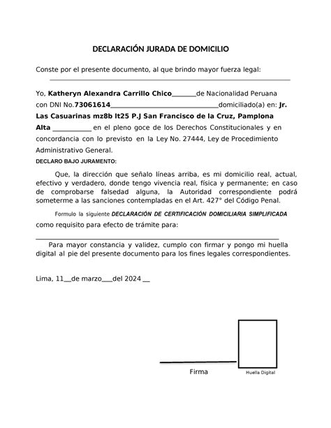Certificado Y Declaración Jurada De Domicilio » Guía 2024 – JQMCLV