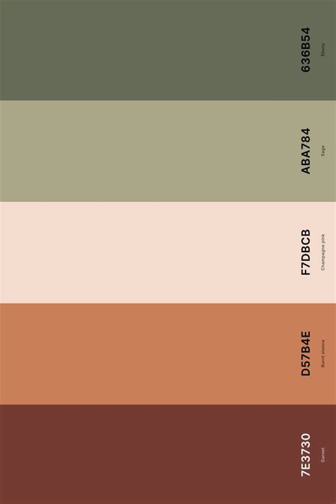 20. Sage Green and Terracotta Color Palette Color Palette with Garnet (Hex #7E3730) + Burnt ...