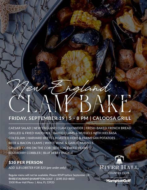 New England Clam Bake (Member Event), 3500 River Hall Pkwy, Alva, FL ...