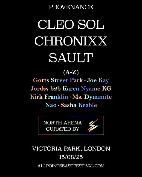Cleo Sol, Chronixx and SAULT Headline Landmark 'Provenance' Show At All Points East | News ...