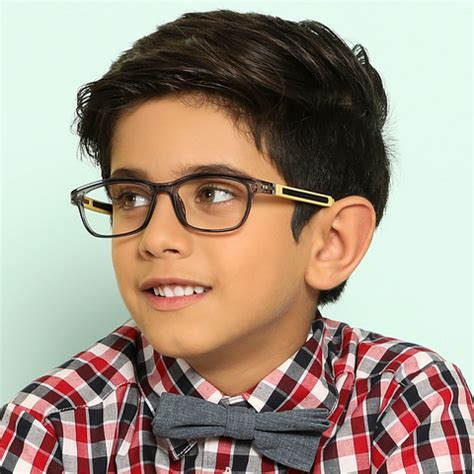 Buy Kids Glasses: Grey Transparent Yellow Black Full Rim Rectangle Kids ...