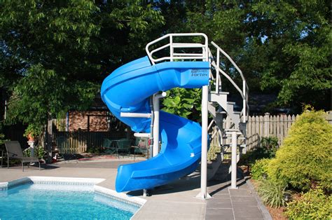 Vortex Inground Pool Slide Half Tube and Staircase (Blue) | Pool ...
