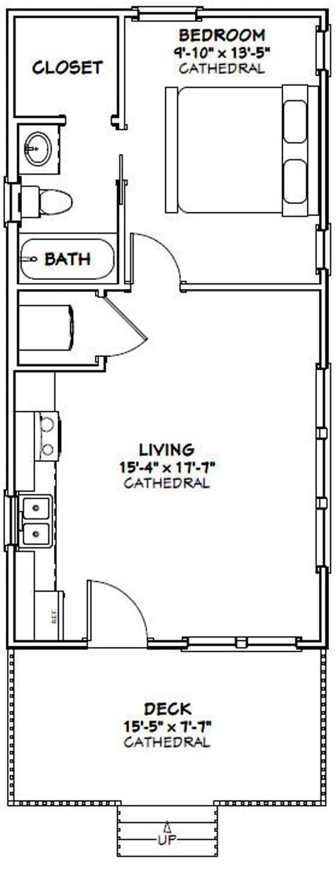 16x32 House -- 1-bedroom 1-bath -- 511 Sq Ft -- PDF Floor Plan ...