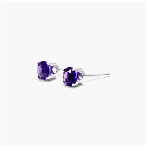 Amethyst Round Pure Silver Studs – Gift Palace India