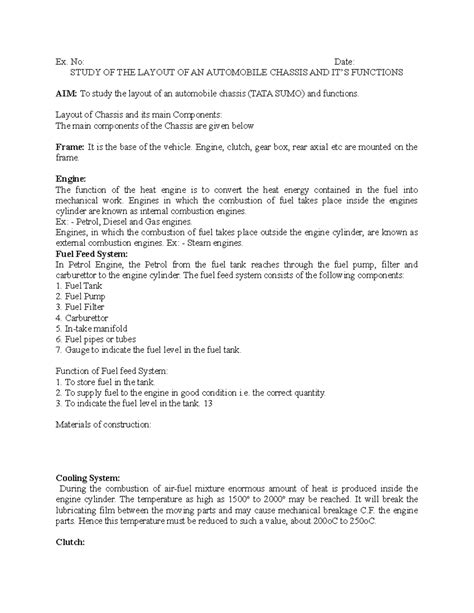 To study layout of a chassis - Ex. No: Date: STUDY OF THE LAYOUT OF AN ...