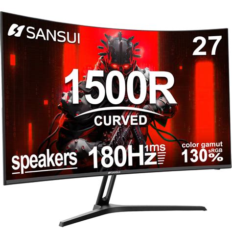 SANSUI 27 Inch Curved Gaming Monitor 180Hz 1ms with Speakers FHD 1080P ...