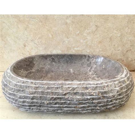 Stone countertop washbasin grey color Ivy, handcrafted unique piece