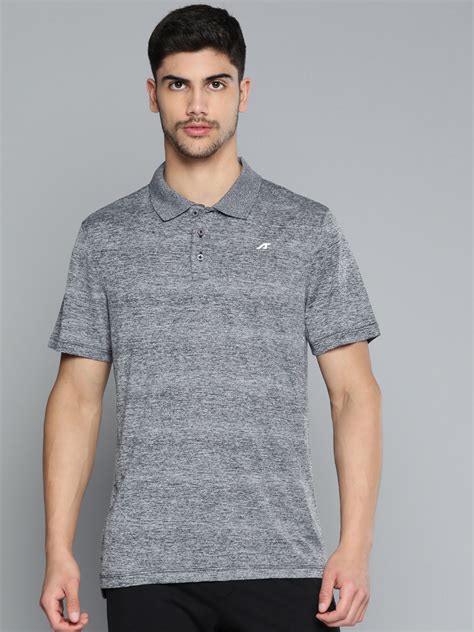 Buy Alcis Men Black Polo Collar Anti Static Slim Fit T-shirt ...