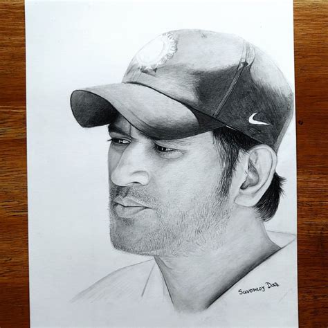 Pencil Sketch of MS Dhoni: Capturing the Essence of a Cricket Legend