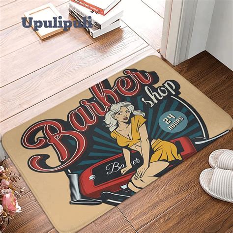 Vintage Barber Shop Doormat Soft Rug Non-Slip Barbershop Welcome Mats ...