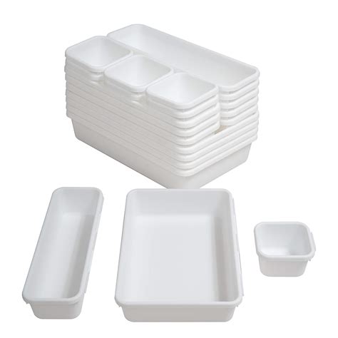 Buy BYCY 18 Pcs White Drawer Organizers Trays Set Drawer Dividers for ...