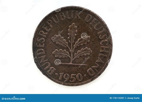 Old Coin Dated 1950, One Pfennig, German Coin Stock Image - Image of ...