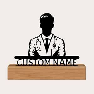 SIGN EVER Custom Doctor Name Stand – Acrylic & Pine Wood Desk Nameplate ...