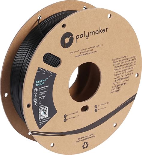 Polymaker TPU Filament 1.75mm Black, 0.75kg Shore 90A Flexible 3D ...