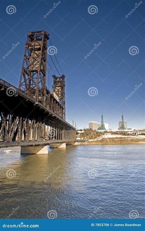 Portland Oregon Bridge stock photo. Image of water, train - 7853706